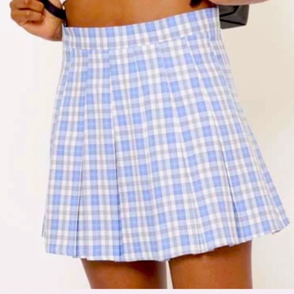 Blue pleated skirt